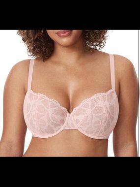 DELIMIRA Women's Balconette Bra Plus Size Lace Sexy Underwire Unlined Push Up